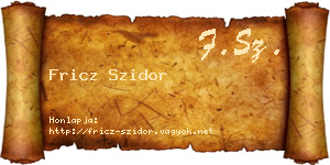 Fricz Szidor névjegykártya